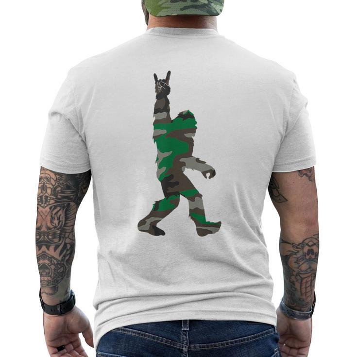 Bigfoot Rock And Roll Orange Camo Hunting Safety Men's T-shirt Back Print