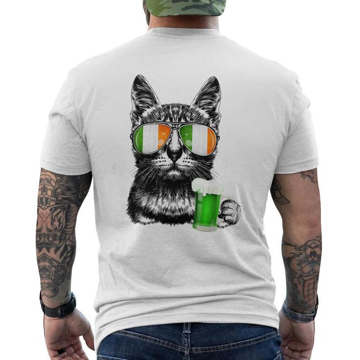 Black Cat St Patricks Day Tshirt Kitty Kitten Lover Drinking Mens Back Print T-shirt
