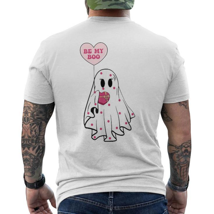 Be My Boo Cute Ghost Valentine's Day Lovers Hearts Men's T-shirt Back Print