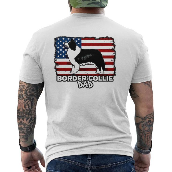 Border Collie Dad Dog American Flag Mens Back Print T-shirt
