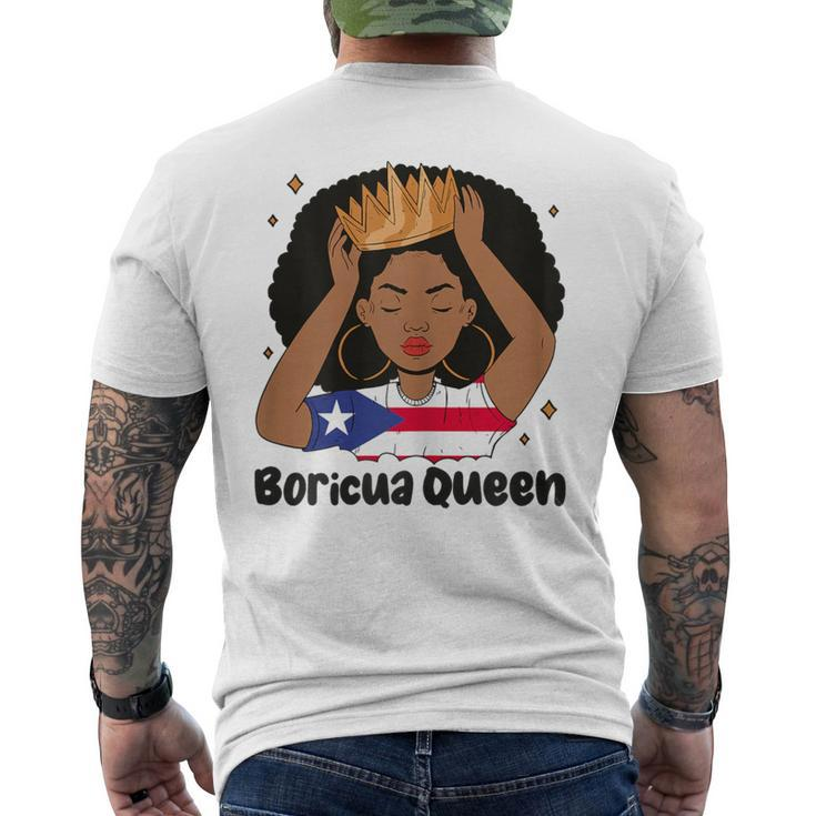 Boricua Queen Afro Hair Latina Heritage Puerto Rico Queen Men's T-shirt Back Print
