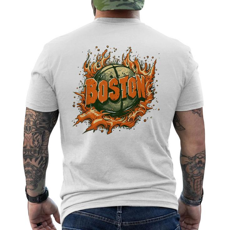 Boston Basketball On Fire Fan Men's T-shirt Back Print