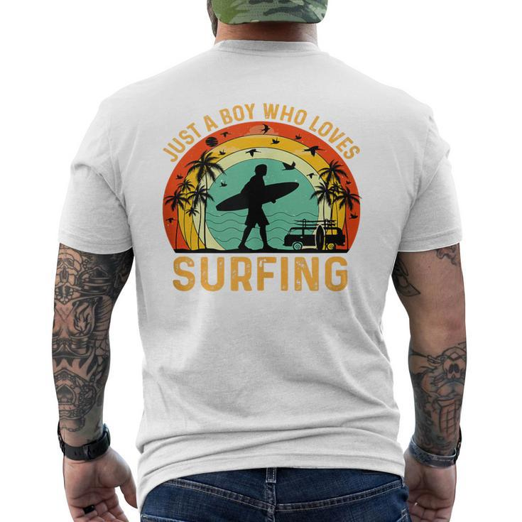 Boy That Love Surfing Vintage Loving Surfer Boy Men's T-shirt Back Print