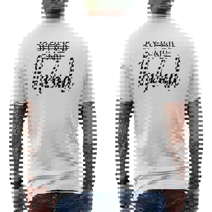 Boyfriend Fiancé Husband Just Married Wedding Matching Men's T-shirt Back Print