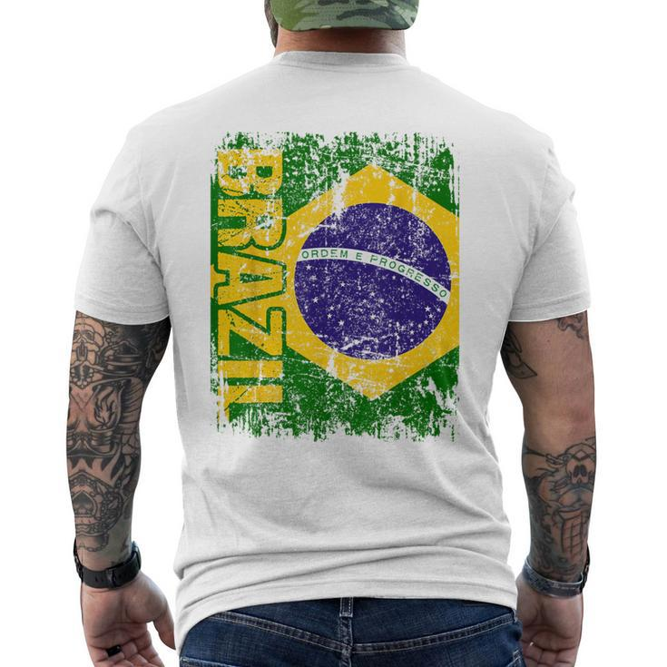 Brazil Brasil Flag Vintage Distressed Brazil Men's T-shirt Back Print