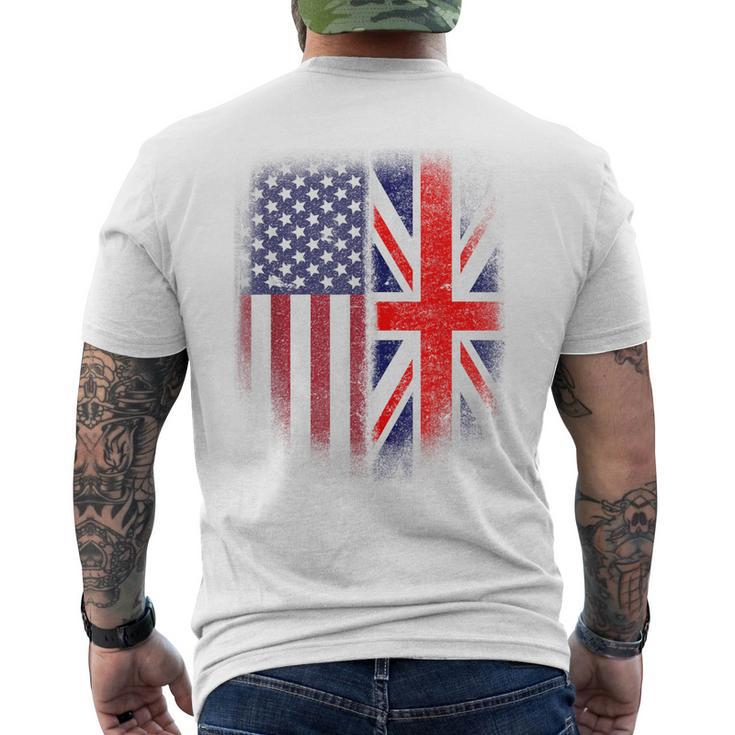 British American Flag Great Britain Union Jack Uk Men's T-shirt Back Print