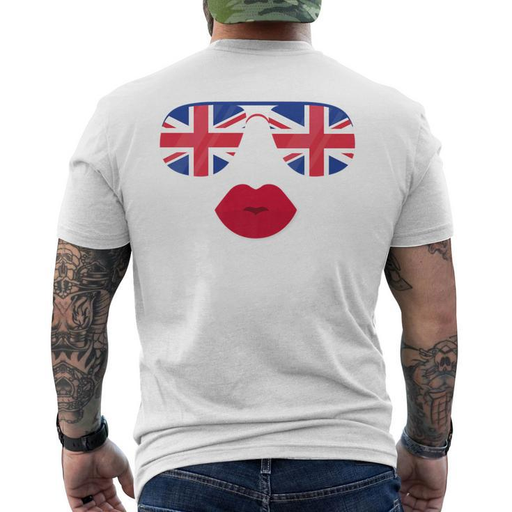 British Sunglasses Lips Flag United Kingdom Flags Uk Men's T-shirt Back Print