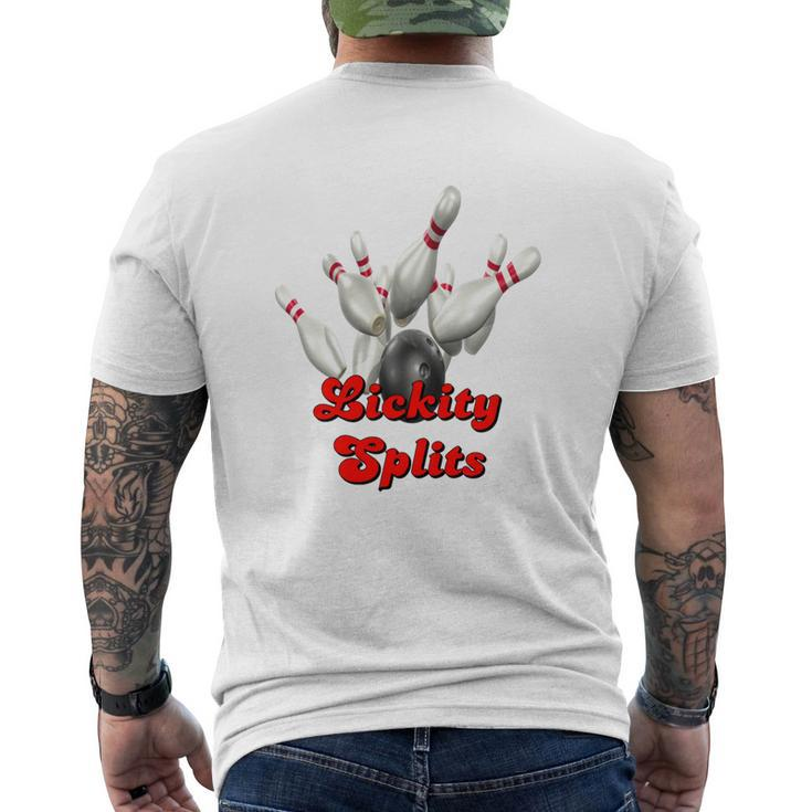 Brown Bowling Team Lickity Splits T-Shirts Mens Back Print T-shirt