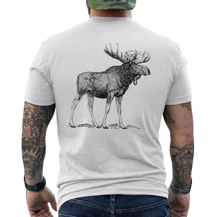 Bull Moose Cool Moose Drawing Moose Sketch Men's T-shirt Back Print