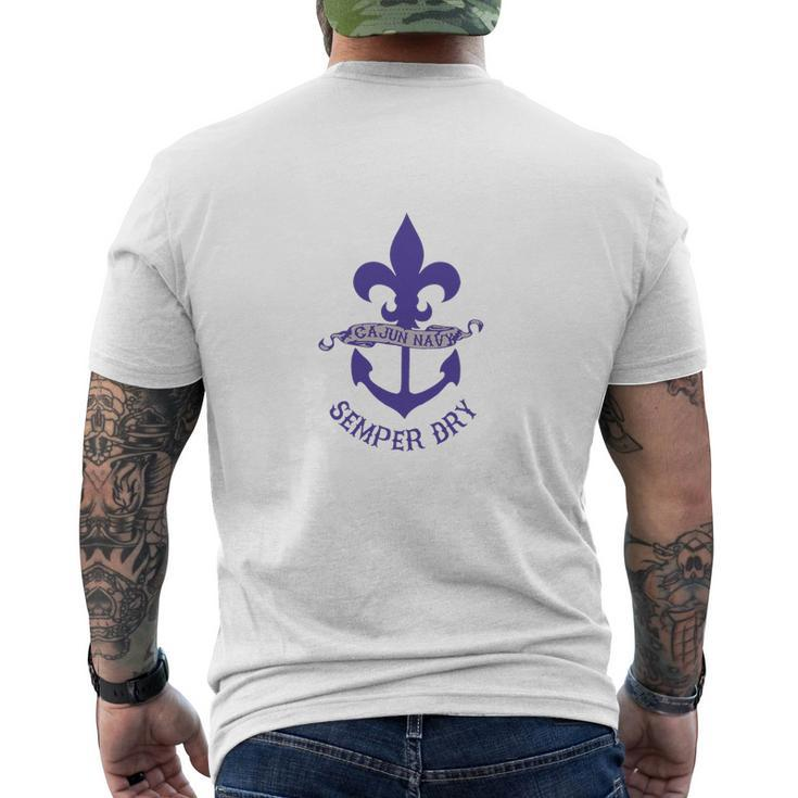 Cajun-Navy-Semper-Dry Mens Back Print T-shirt