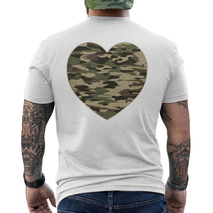 Camo Heart Valentines Day Camoflauge Military Tactical Men's T-shirt Back Print