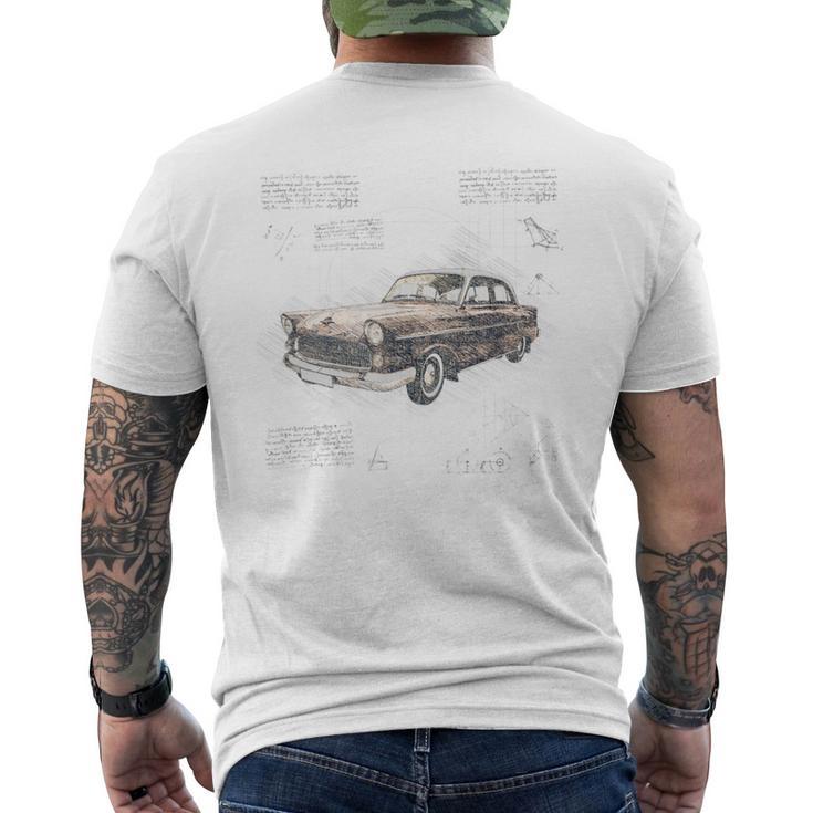 Car Vintage Retro Blueprint Automobile Auto Lovers Men's T-shirt Back Print