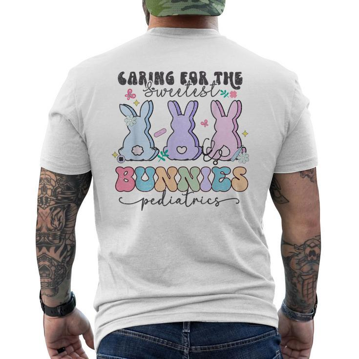 Caring For The Sweetest Bunnies Pediatric Easter Nurse Men's T-shirt Back Print