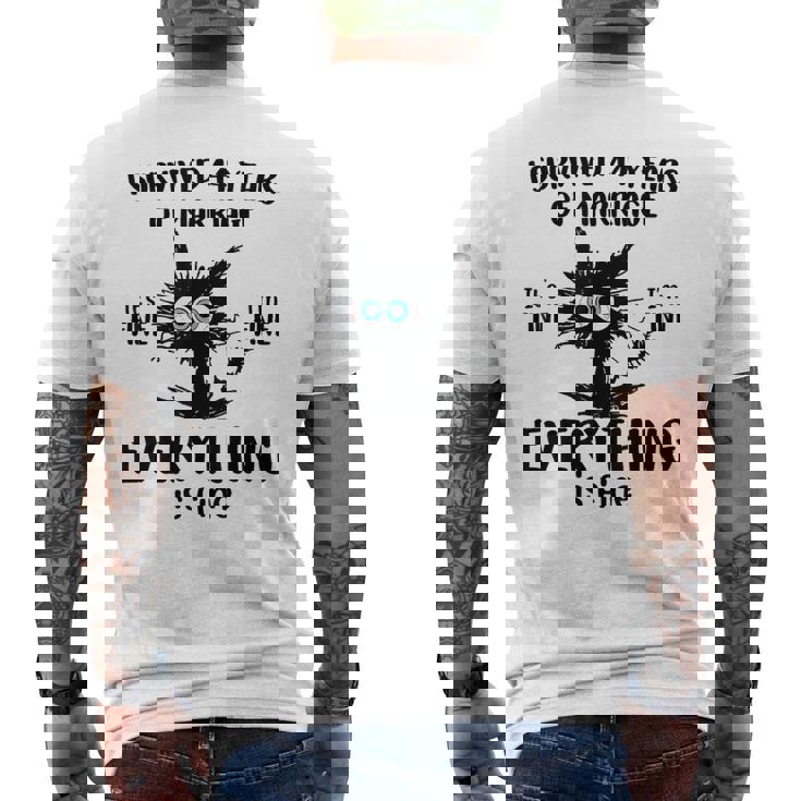 Cat I Survived 44 Years Of Marriage 44Th Wedding Anniversary Men's T-shirt Back Print