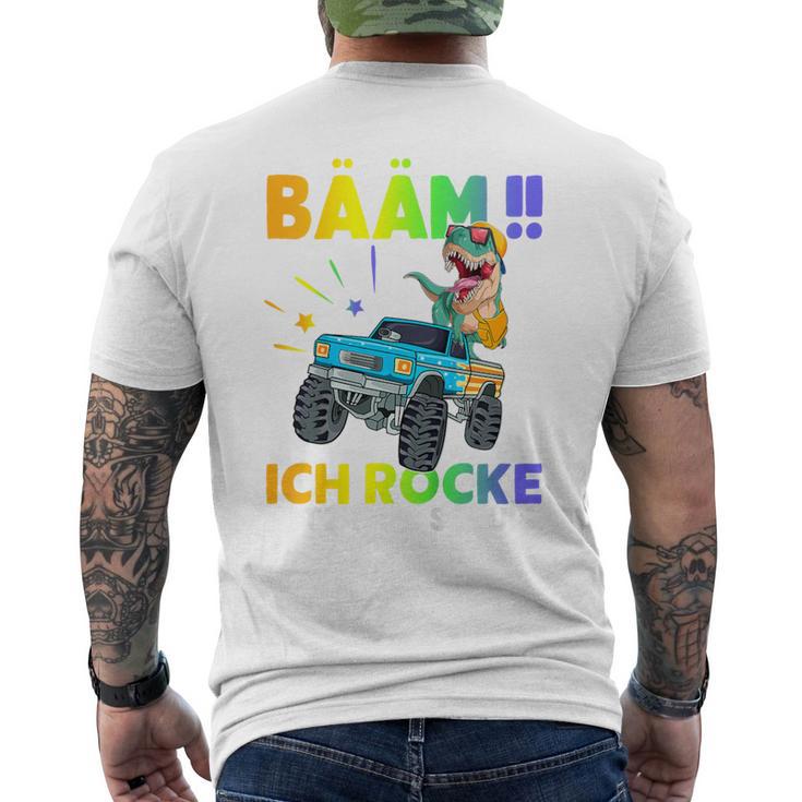 Children's Schulkind 2023 With Dino Bäm Ich Rocke Die Schule T-Shirt mit Rückendruck