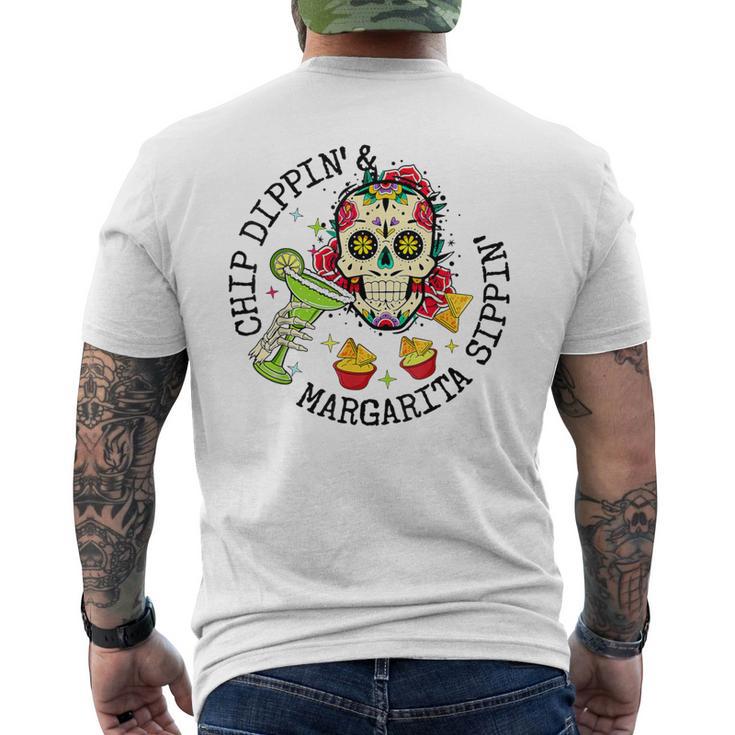 Chip Dippin Margarita Sippin Skull Skeleton Men's T-shirt Back Print