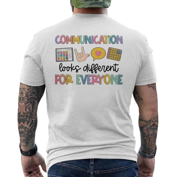 Communication Looks Different For Everyone Speech Therapy St Men's T-shirt Back Print