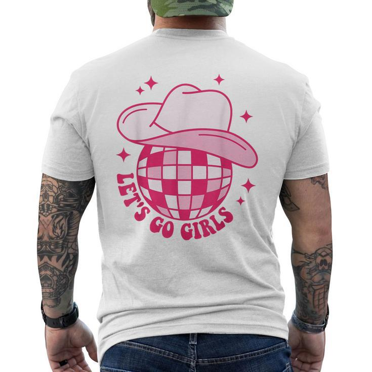Cowboy Hat Disco Ball Let's Go Girls Western Cowgirls Men's T-shirt Back Print