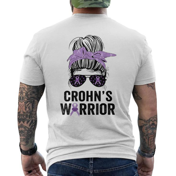 Crohn's Awareness Month Crohn's Warrior Purple Ribbon Womens Men's T-shirt Back Print