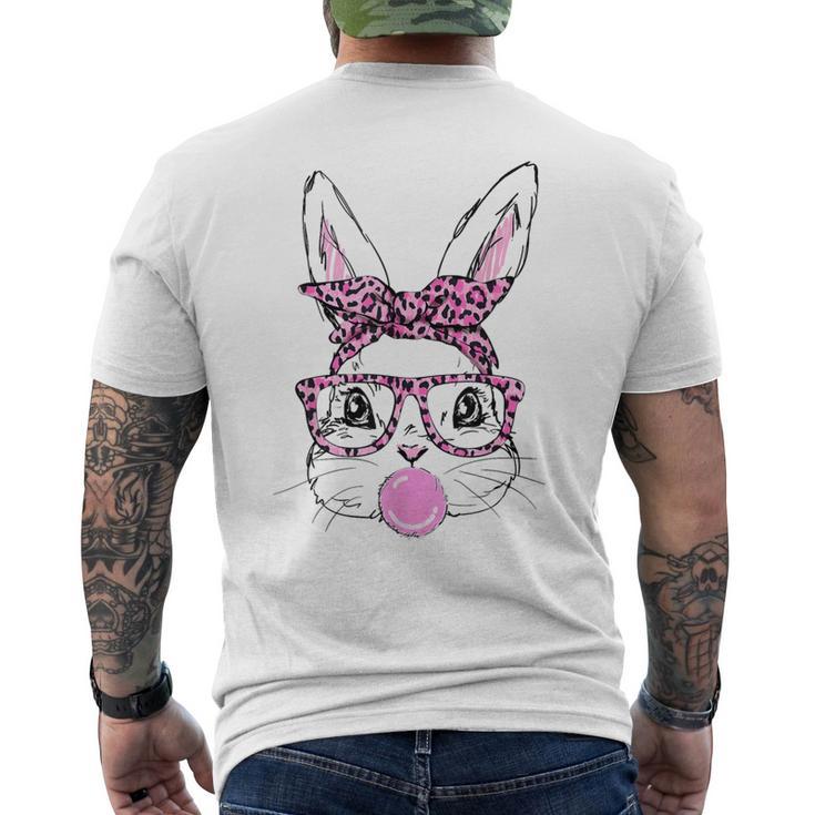 Cute Bunny Face Pink Glasses Leopard Bublegum Easter Day Men's T-shirt Back Print