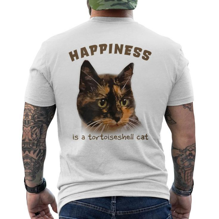 Cute Calico Cat Happiness Is A Tortoiseshell Cat Men's T-shirt Back Print