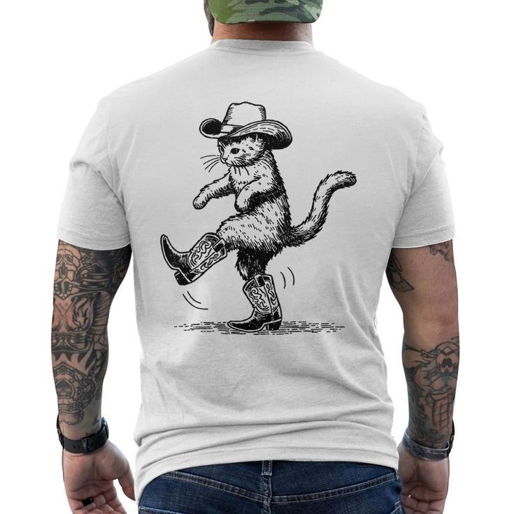 Cute Cat With Cowboy Hat Boots Cowgirl Western Country Men s T shirt Back Print Seseable CA