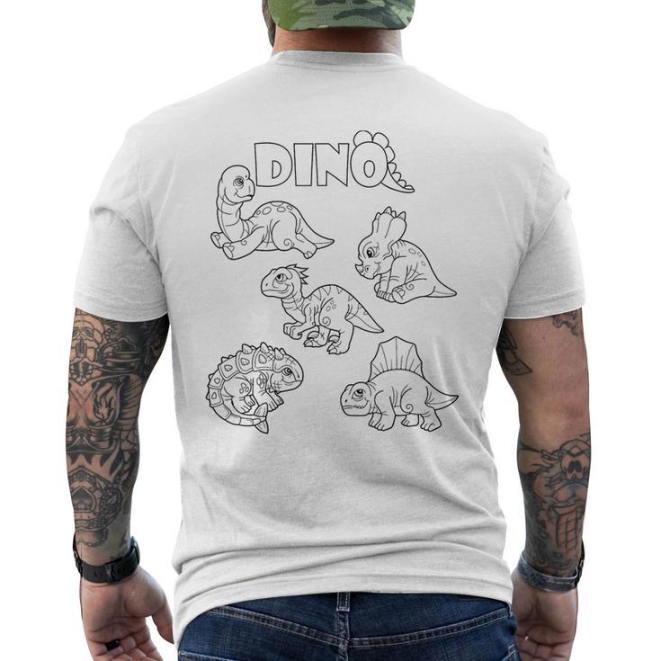 Cute Dino Dinosaur To Paint And Color In For Children Men's T-shirt Back Print