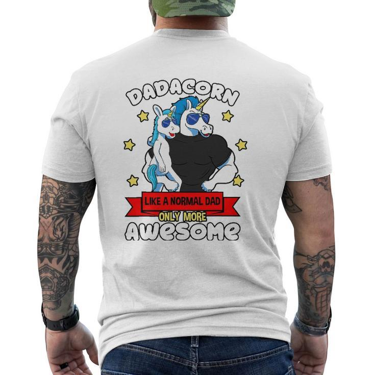 Dadacorn Father Unicorn Kid Daddy Muscles Papa Sunglasses Mens Back Print T-shirt