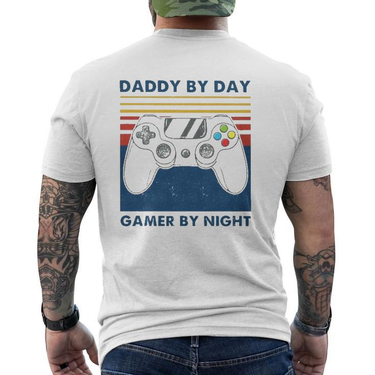 Daddy By Day Gamer By Night Controller Father's Day Gamer Mens Back Print T-shirt