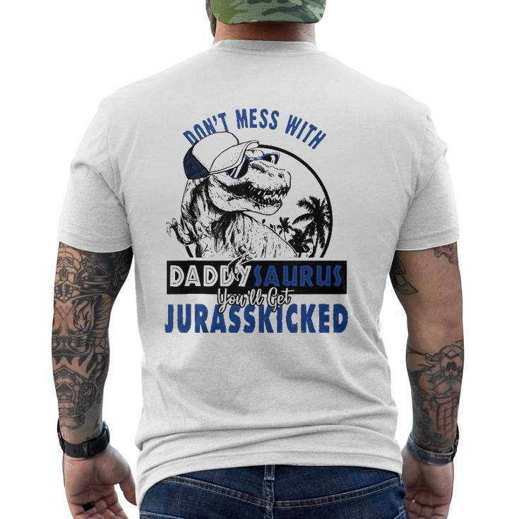 Daddysaurus Dad Husband Father's Day Matching Dinosaur Tank Top Mens Back Print T-shirt