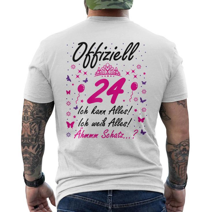 Damen 24 Geburtstag Lustig Offiziell 24 Ich Kann AllesSchatz T-Shirt mit Rückendruck
