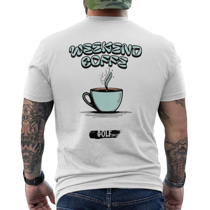 Damen Lustiger Wochenend-Kaffee Und Golf Golf-Besessen Für Papa Mit-Ausschnitt T-Shirt mit Rückendruck