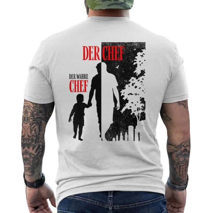 Damenater Sohn Partnerlookatertag Papa Sohn Der Chef Mit-Ausschnitt T-Shirt mit Rückendruck