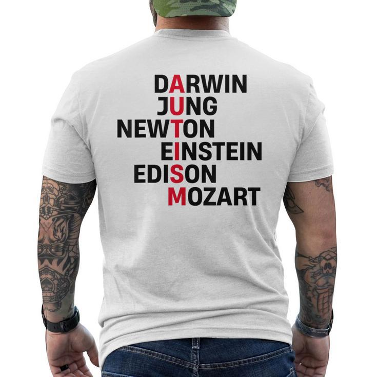 Darwin Jung Newton Einstein Edison Mozart Autism Awareness Men's T-shirt Back Print