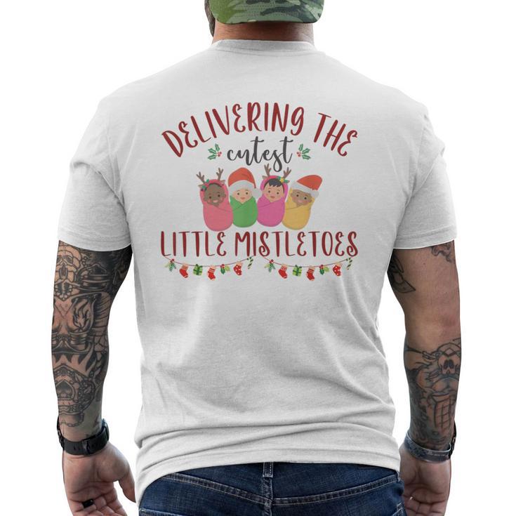 Delivering The Cutest Little Mistletoes Labor Delivery Xmas Men's T-shirt Back Print