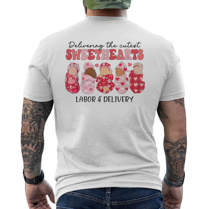 Delivering The Cutest Sweethearts Labor Delivery Valentine's Men's T-shirt Back Print