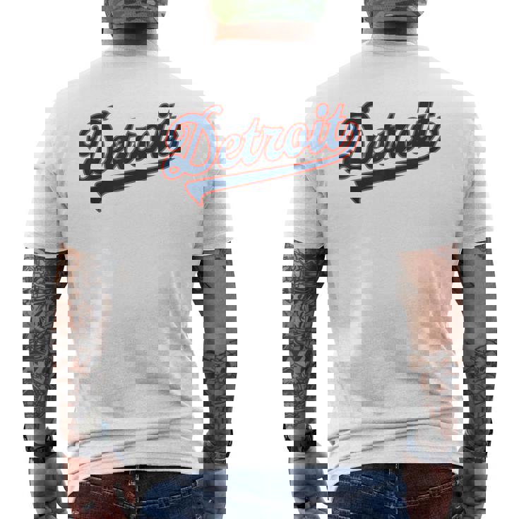 Detroit City Baseball Vintage Varsity Arched Text Detroit Men's T-shirt Back Print