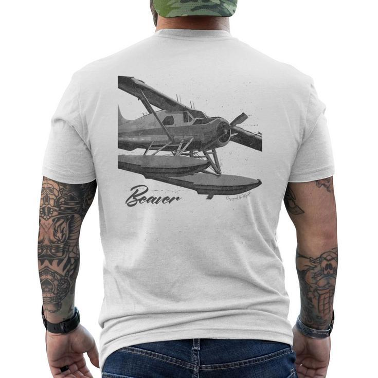Dhc-2 Beaver Floatplane Charcoal Drawing Airplane Men's T-shirt Back Print