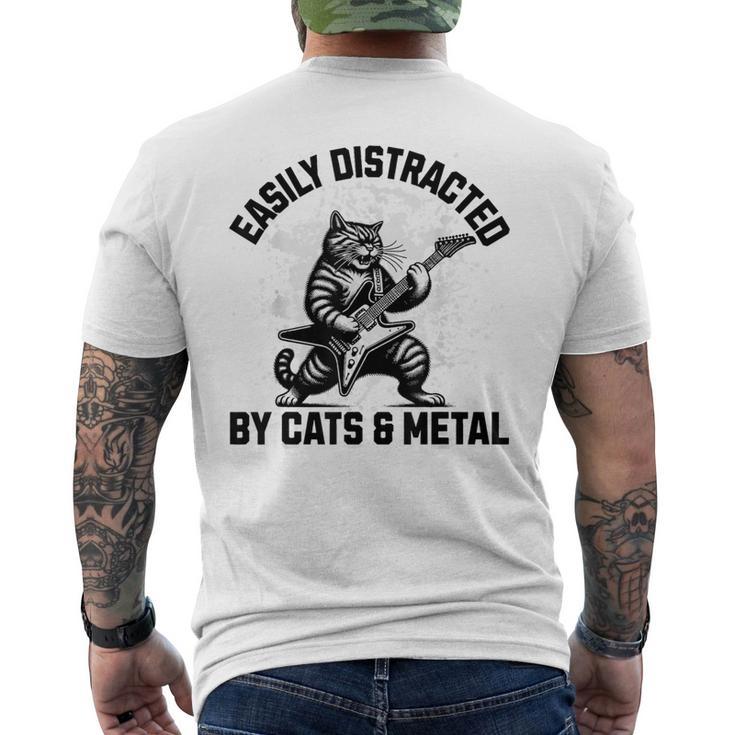 Easily Distracted By Cats And Metal Heavy Metalhead Men's T-shirt Back Print