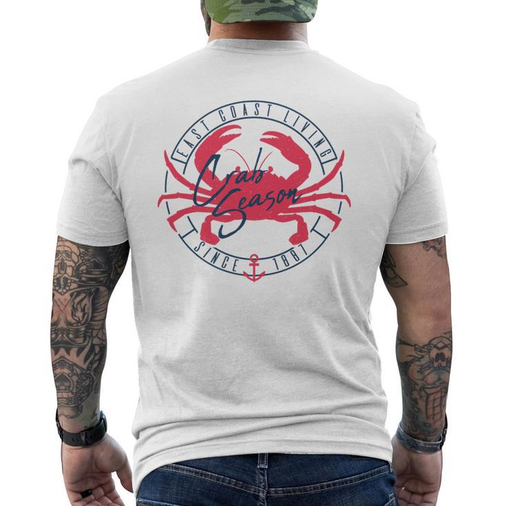 East Coast Living Crab Season Circle Men's T-shirt Back Print