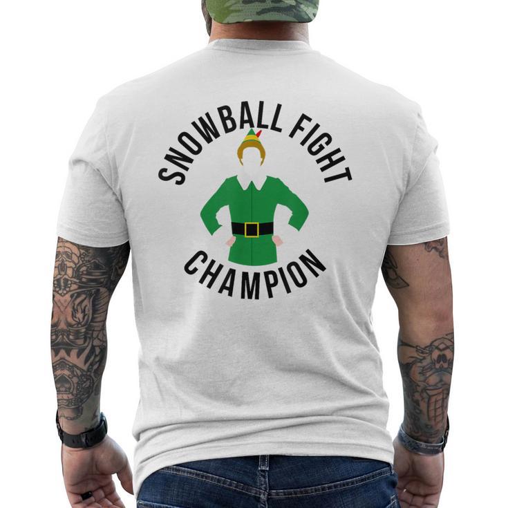 Elf Snowball Fight Champion Christmas Men's T-shirt Back Print