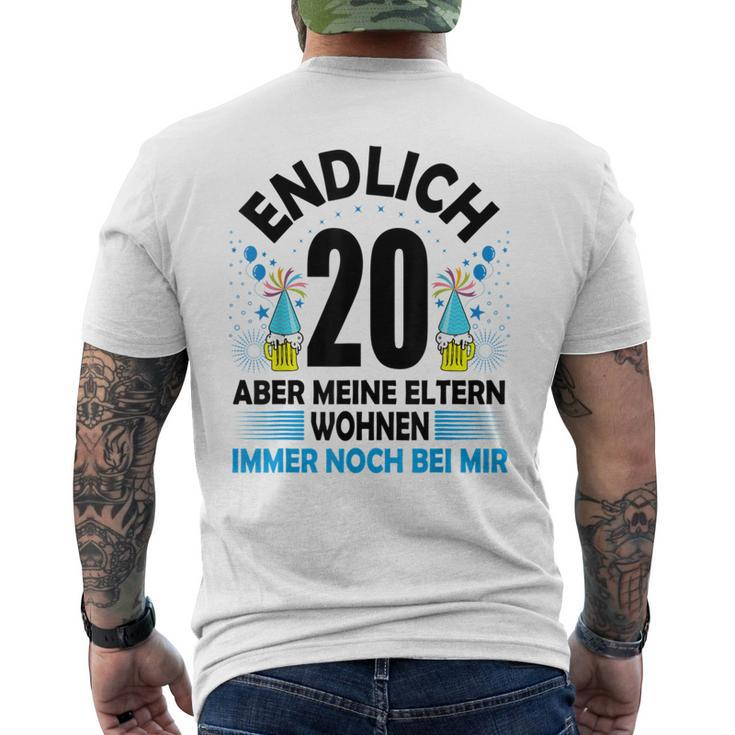 Endlich 20 Kurzärmliges Herren-T-Kurzärmliges Herren-T-Shirt, Humorvolles Design über Eltern Wohnen Noch