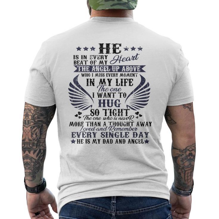 He Is In Every Heart Beat Of My Heart The Angel Daddy's Men's T-shirt Back Print