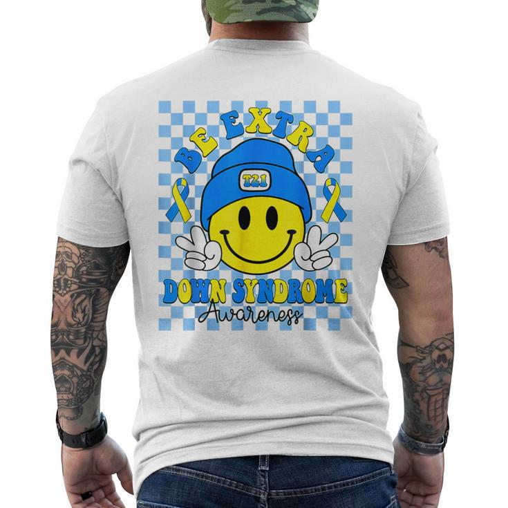 Be Extra Yellow And Blue Smile Face Down Syndrome Awareness Men's T-shirt Back Print