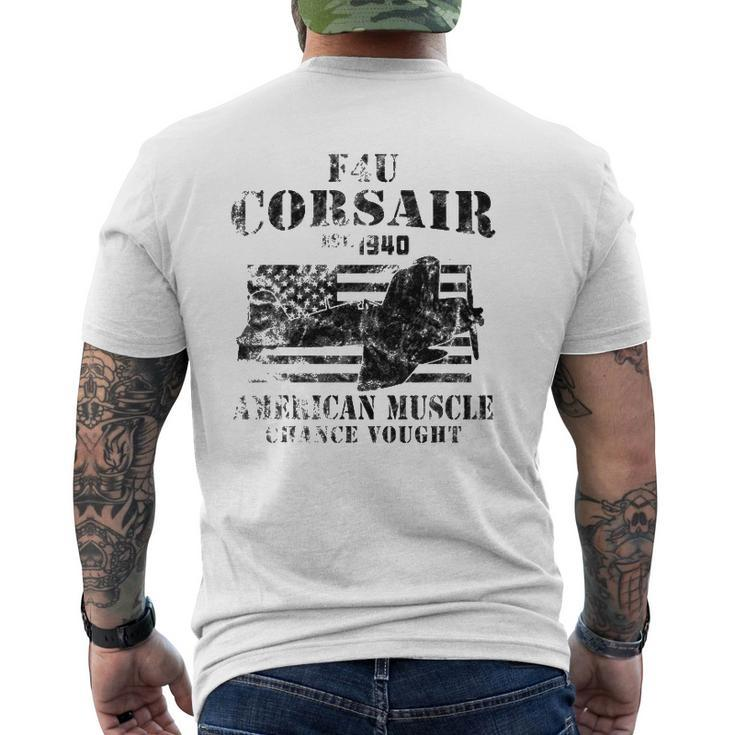 F4u Corsair Wwii Fighter American Muscle Vintage Mens Back Print T-shirt