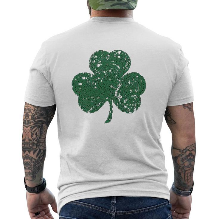 Faded Shamrock Lucky Clover St Patricks Day Mens Back Print T-shirt