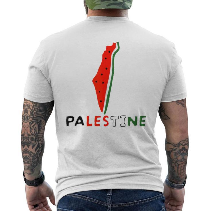 Falasn Palestine Watermelon Map Patriotic Graphic Men's T-shirt Back Print