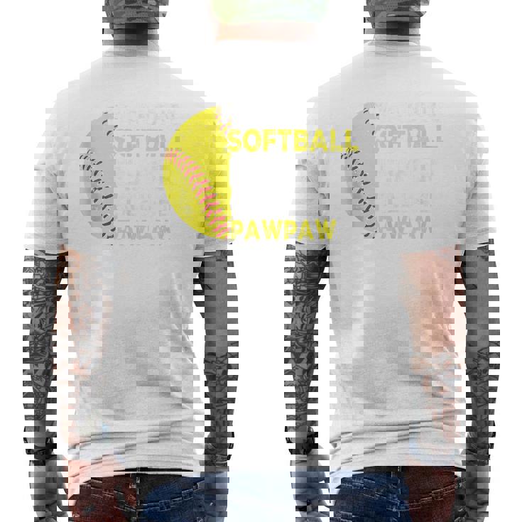 My Favorite Softball Player Calls Me Pawpaw Father's Day Dad Men's T-shirt Back Print