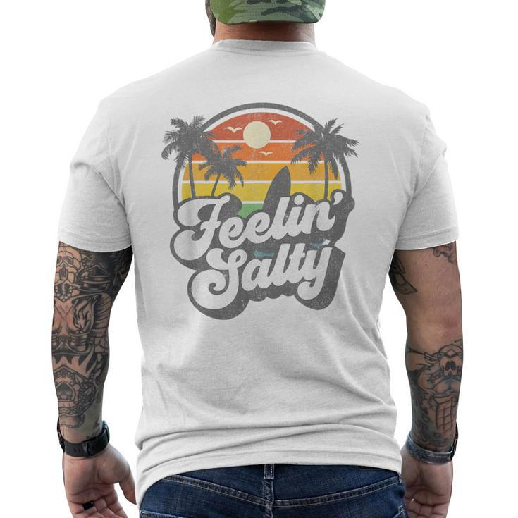 Feeling Salty Island Vacation Surfing Palm Retro Beach Men's T-shirt Back Print