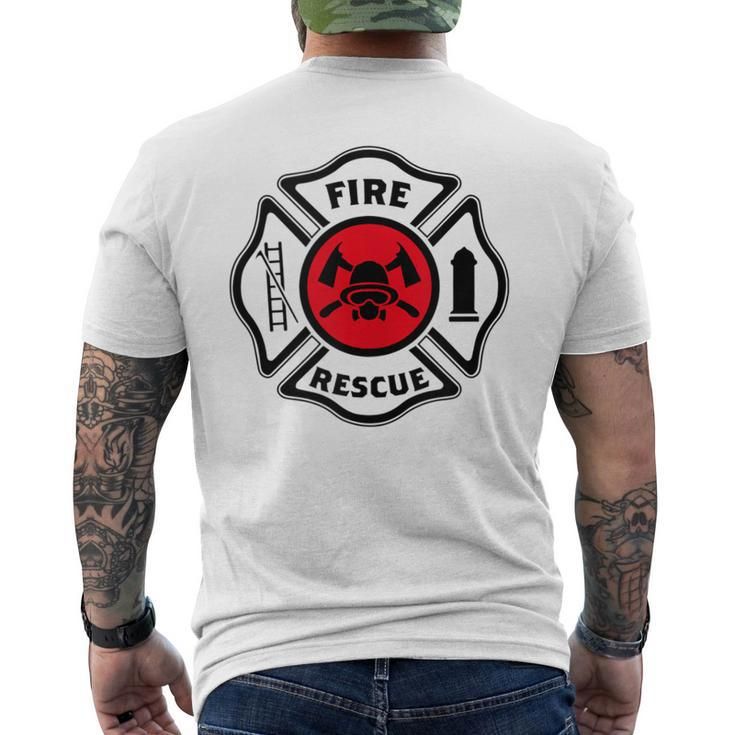 Fire & Rescue Maltese Cross Firefighter Men's T-shirt Back Print